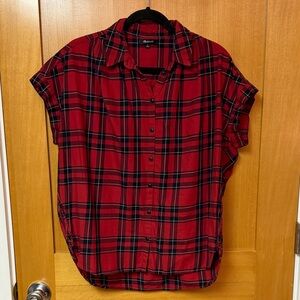 Madewell Red Plaid Shirt with Navy Accents
